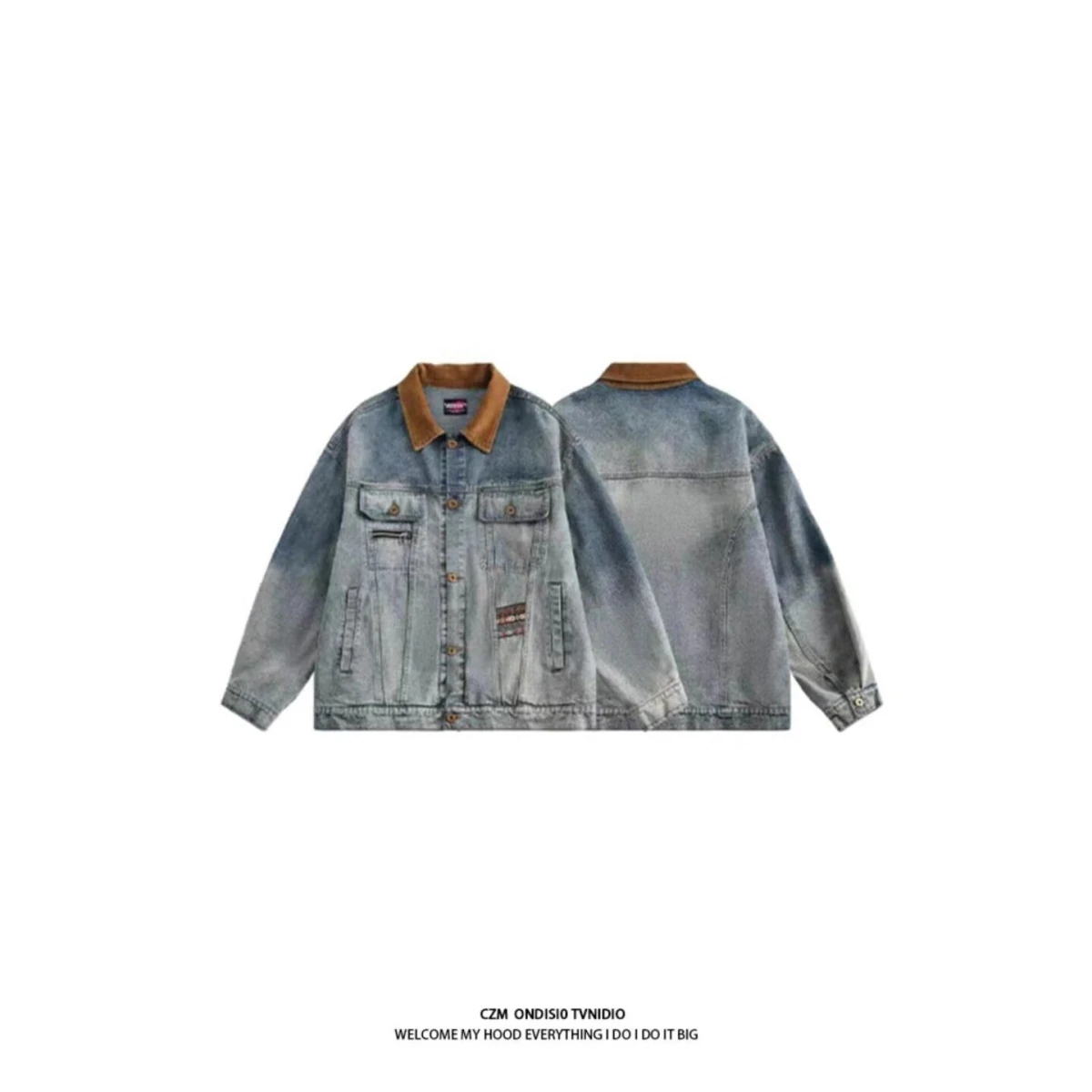 ريترو فضفاض طوق الدنيم Jaet للرجال عادية ربيع الخريف جديد Sle العصرية ملابس خارجية الوقوف صالح طويل Sve الجينز Jaet #5