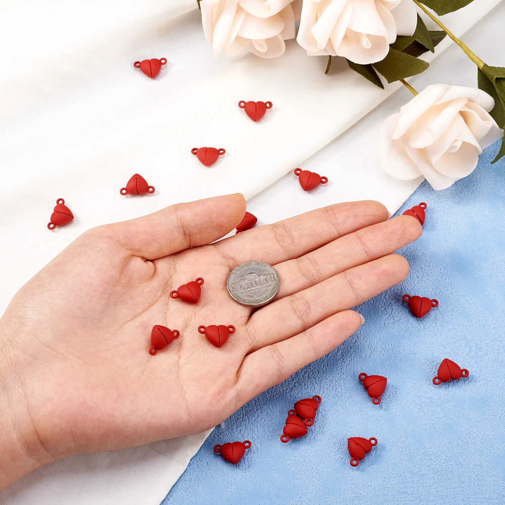 50 Sets Heart Alloy Magnectic Clasps End Connectors Magnet Charms for Leather Cord Couple Bracelet Necklace DIY Jewelry Making