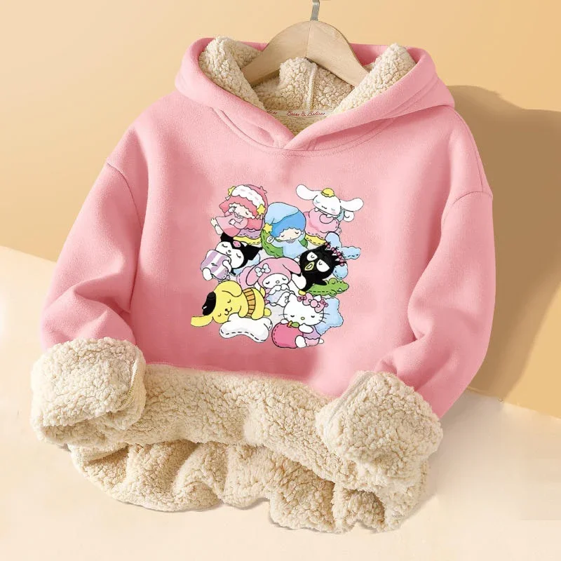 

Sanrio Kawaii Hello Kitty Girls Hooded Sweatshirt My Melody Kuromi Anime Cartoon Fashion Students Printing Long-sleeved Clothing