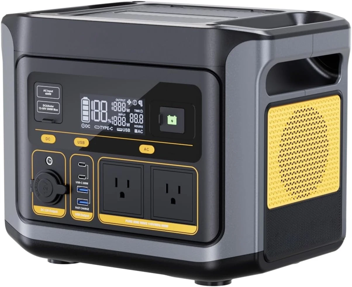 

600 Portable Power Station, 499Wh LiFePO4 Battery, 600W AC (1200W Peak)/100W USB-C Output, Solar Generator
