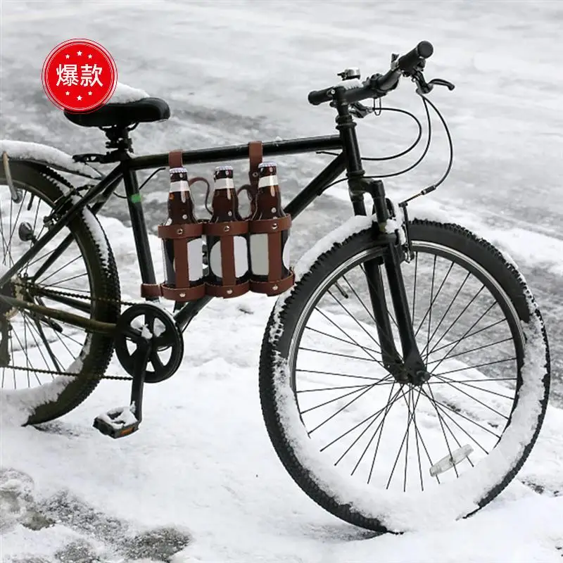 

Bicycle Beer Bottle Holder Leather Drink Holder Outdoor Beer Water Bottle Holder 1 PCS Brown