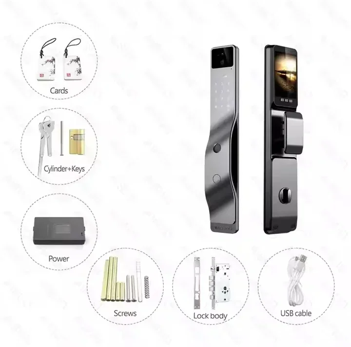 Facial recognition, fingerprint, password, door lock, video intercom monitoring, visual remote home smart door lock