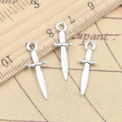 30pcs Charms Sword Dagger 24x7mm Tibetan Silver Color Pendants Antique Jewelry Making DIY Handmade Craft