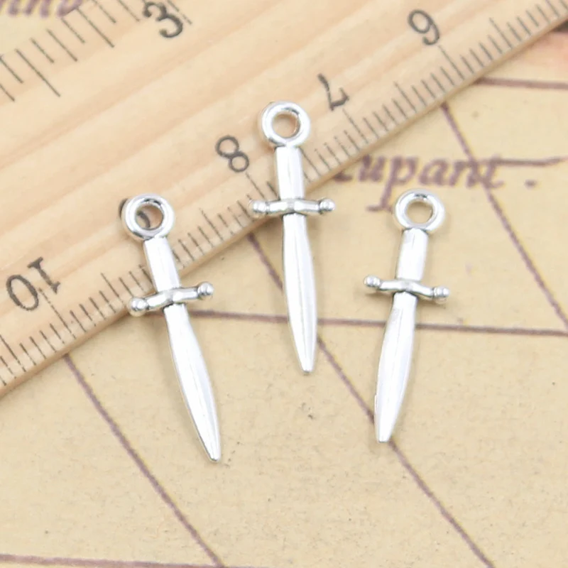 30 sztuk Charms miecz sztylet 24x7mm tybetański srebrny kolor wisiorki antyczne tworzenie biżuterii DIY Handmade Craft