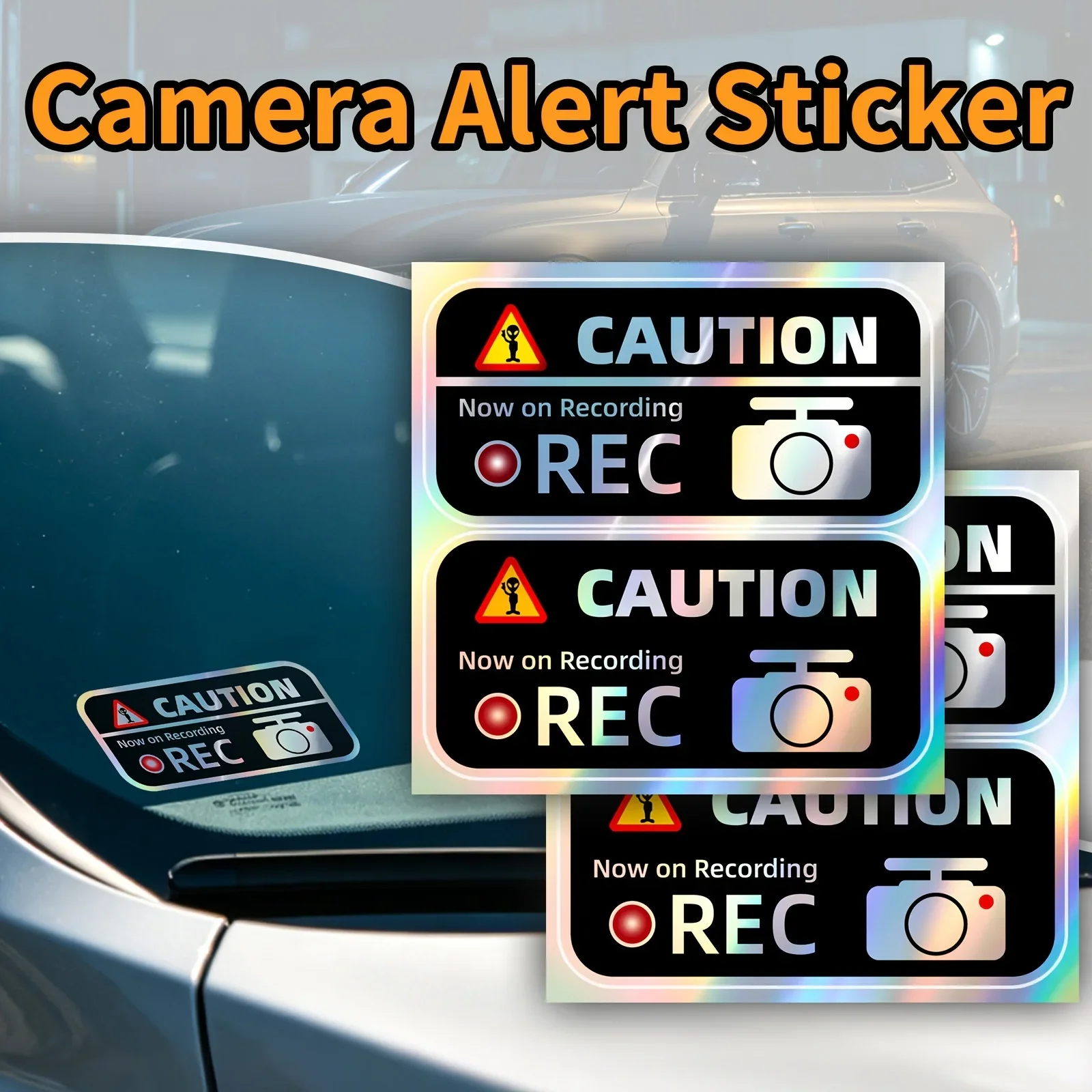 Dash Cam CAUTION REC Sticker Matte Vinyl Decal Waterproof Scratch Resistant Removable Window Helmet Safety Decor