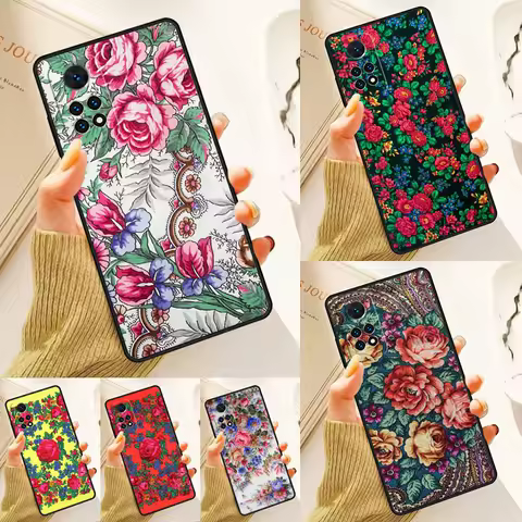 Russian Scarf Floral Case For Samsung Galaxy S24 Plus S23 S20 S21FE Lite S22 Ultra Note 20 S8 S9 S10 Phone Coque