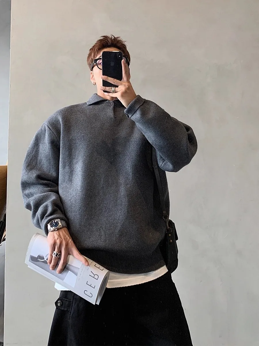 

Loose Fit Ne Knitwear for Men Casual Warmth Large Size 300 Pou Autumn Winter American Simple Mature Sle