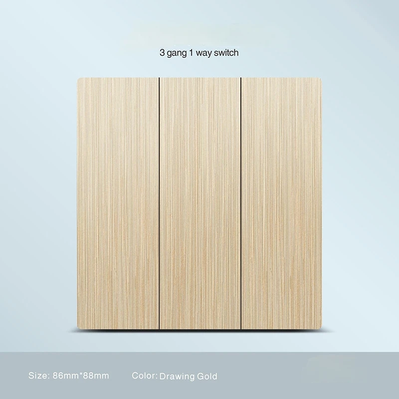 Brushed Golden TV Panel British Style 250V Wall Mounted Recessed Switch Socket with 13A USB Function