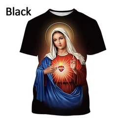 3D Christ Jesus Virgin Mary Printed T Shirt God Of Mother Graphic T-shirts Kid Fashion Short Sleeves Harajuku Clothing Tops Tees