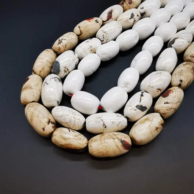 Old Conch Shell Big Oval Beaded Strand Necklaces from Himalayan TNL254