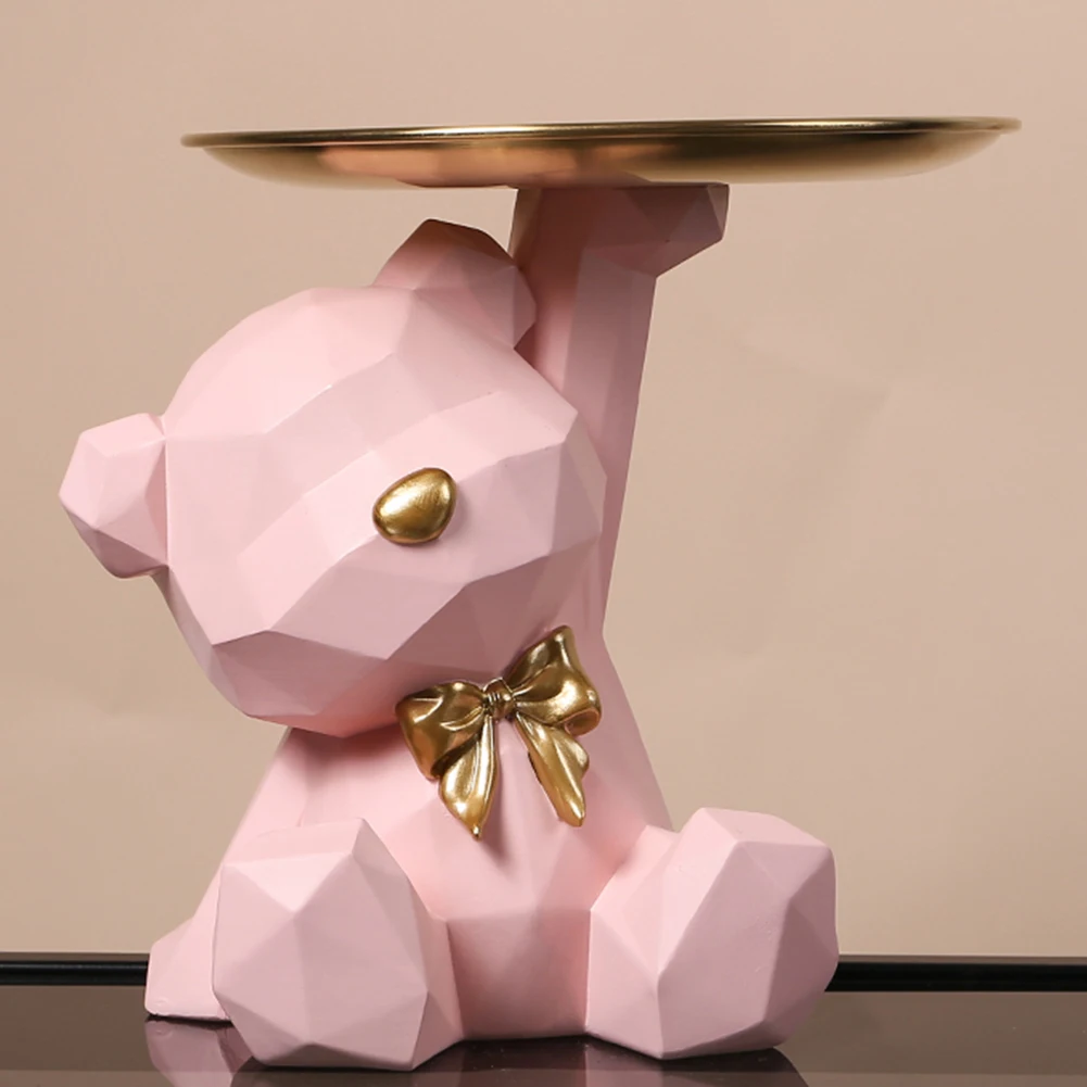 Lovely Geometric Bear Statue Large Floor Tray Ornament Nordic Home Decor Living Room Decorative Animal Table Room Decor Sculptur