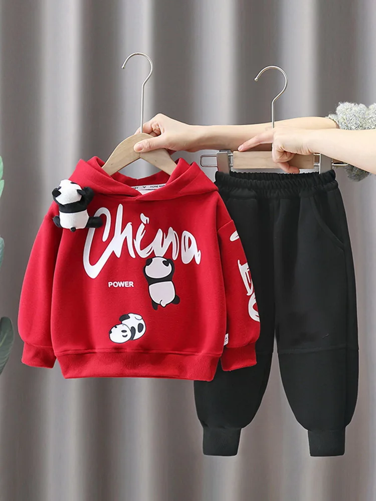 

Children Sets Kids Tracksuits Boys Girls Cartoon Suit Spring Autumn Boy's Clothing Cotton Doll Panda ​Hoodie+Pants 2pcs Suits