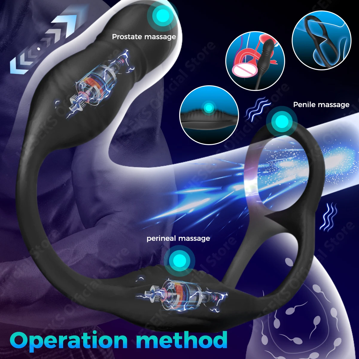 HESEKS Telescopic Anal Vibrator Male Prostate Massager With Delay Ejaculation Penis Ring Thrusting Butt plug Sex Toys for Men