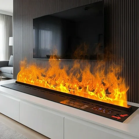 Smart Home 3D Atomized Fireplace with LED Colorful Flame ECO Water Vapor Indoor Electric Fireplace for TV Wall Living Room Decor