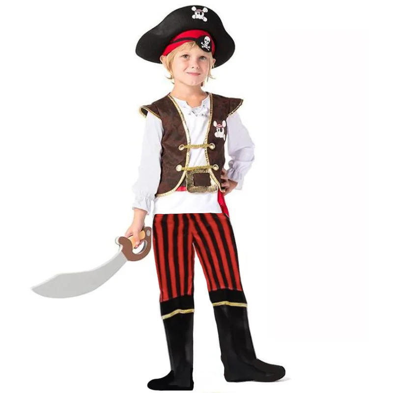 

Boys Caribbean Pirate Costume Pirate Suit Kids Halloween Party Stage Wear