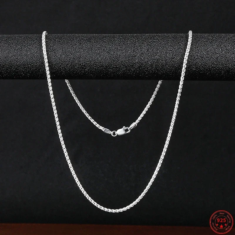 

Genuine s925 sterling silver necklaces for Women Men New Fashion 2mm 3mm bright Weaven rope-chain jewelry free shipping