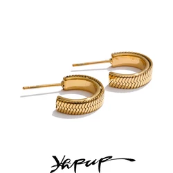 Yhpup 15mm C-Shaped Hoop Earrings Fashionable Daily Wear Waterproof Real Gold PVD Plated Chic Gold Silver Color Jewelry Women