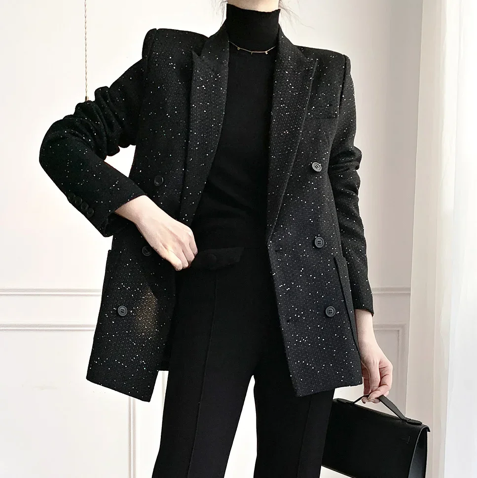 Korean Fashion Suit Jacket For Woman Black Suit Blazer Office Ladies Blazer Business Jackets Female Clothes 2024 Autumn Winter