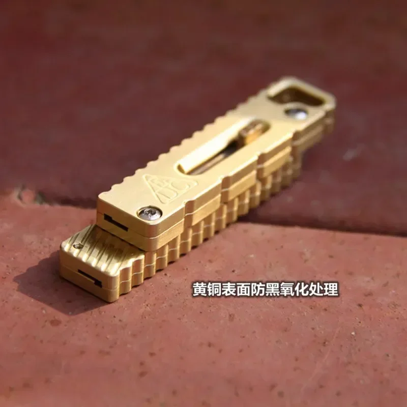 EDC Brass Copper Mini Key Knife Small Utility Knife Cutter Unpacking Camping Pocket Outdoor Tools Keychain