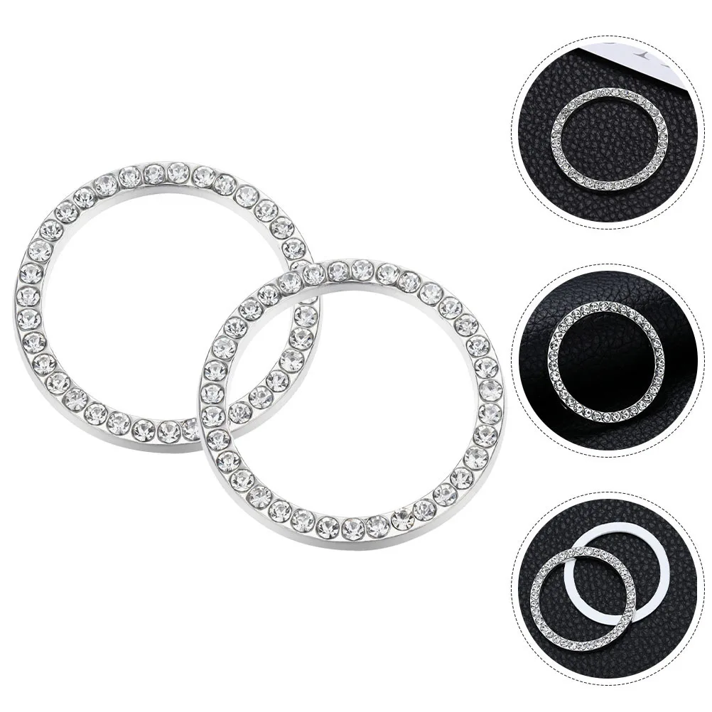 

4Pcs Car Engine Start Button Circles Rhinestone Bling Sparkling Easy Installation Interior Upgrade Push to Start