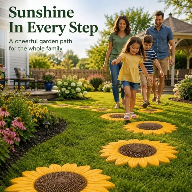 Outdoor Garden Stepping Stone Mold with Flexible Tray for Yard Paving and Project Work Gloves and Cleaning Brush
