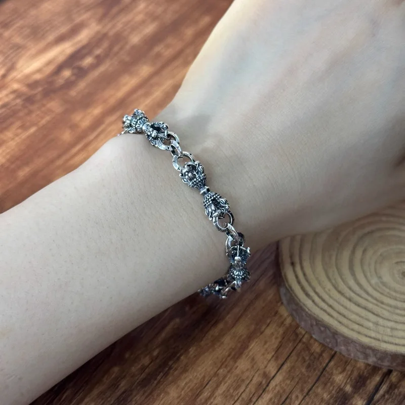 Ethnic Style Vajra Pestle Chain Bracelet For Men Jewelry 18 22 CM Blessing Buddhist Six Character Scripture Bracelet For Women