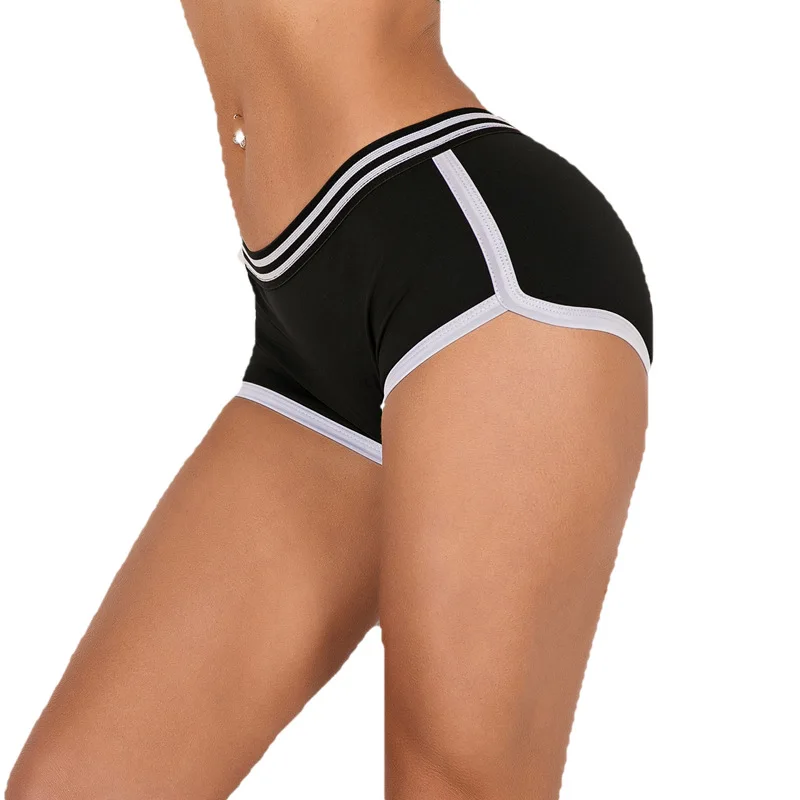 

Women's Seamless New European And American Sports Striped Elastic Sexy Yoga Shorts Leopard Print Boxer Shorts