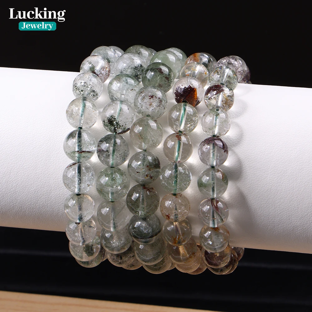 

A+ Natural Green Phantom Quartz Beads 9-12mm Bracelet | Wealth & Career Luck Loose Beads Green Ghost Crystal for Jewelry Making