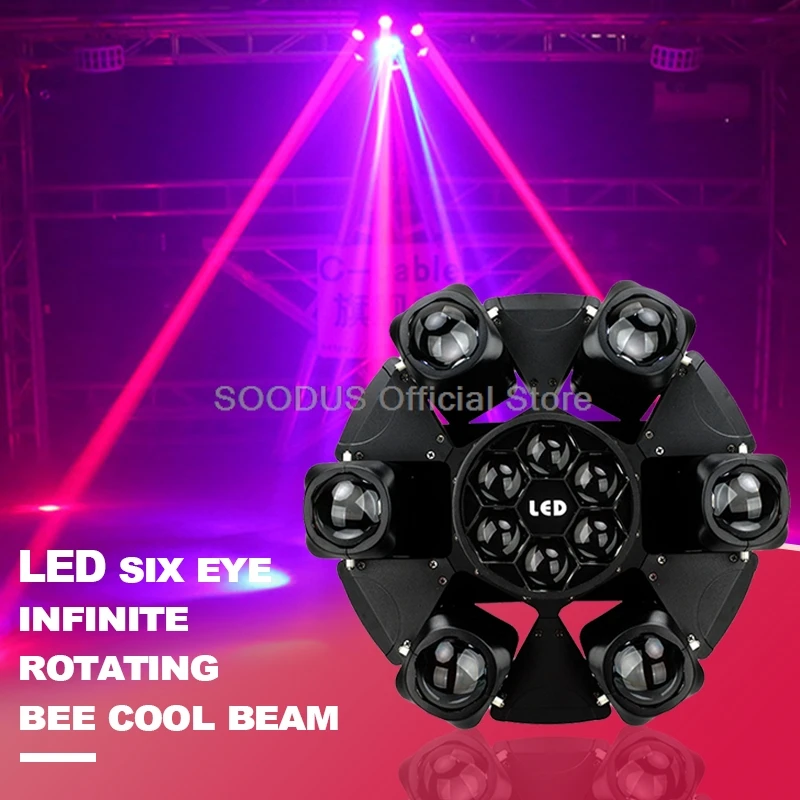 Imagem -02 - Movendo a Cabeça Beam Strobe Light Bee Eye Dmx Stage Light Rgbw Beam Rotating Disco Party Bar Girando 6x40w