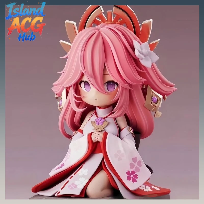 

Genshin Impact Yae Miko Chibi Sitting Anime Girl Figure Model for Desk Display Collection Gift for Fans Game Room Decor Toy