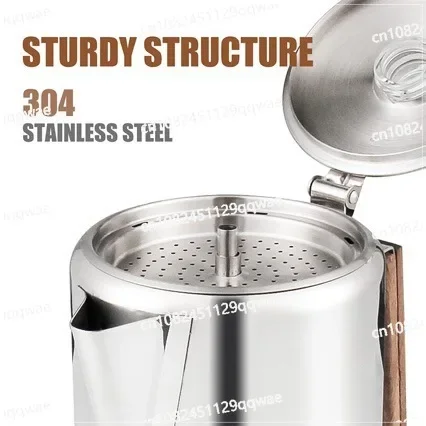 9 cups large capacity with graduated light picnic stainless steel brewing pot outdoor camping stainless steel American coffee