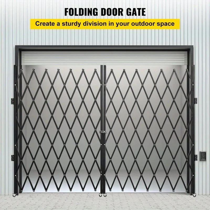 VEVOR Double Folding Security Gate, 6-1/2' H x 12' W Folding Door Gate, Steel Accordion Security Gate, Flexible Expanding