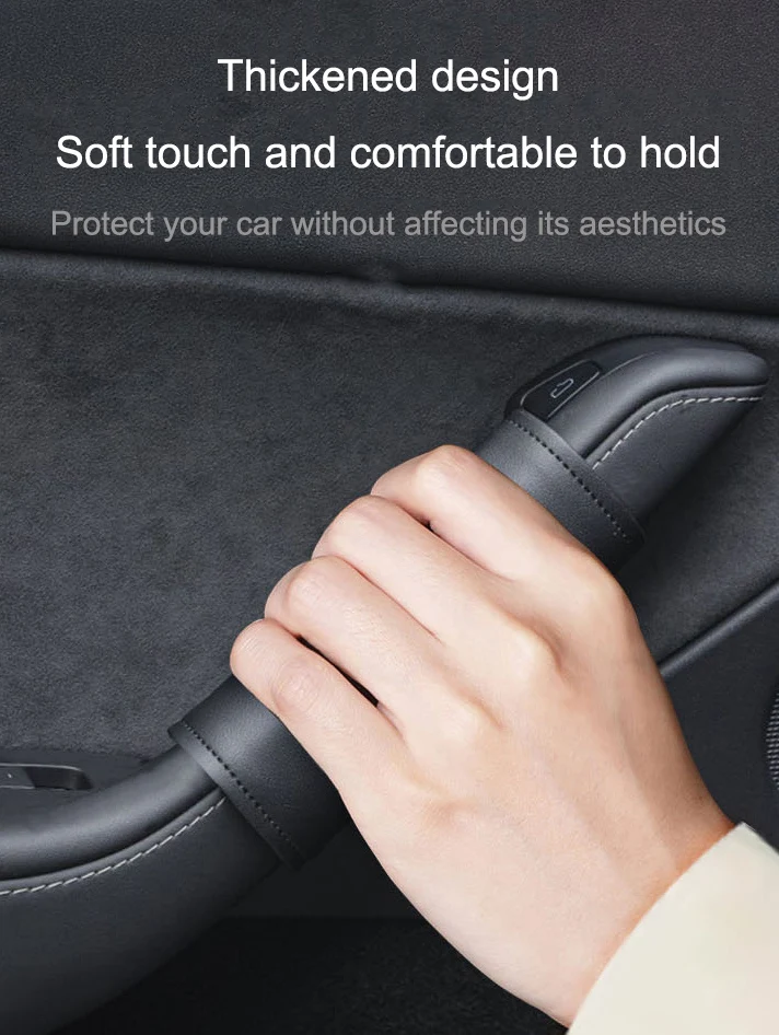 For Tesla Model 3/Y 2021-2023 Leather Protective Case 4PCS Car Door Inner Handle Protector Cover Door Handle Gloves Accessories