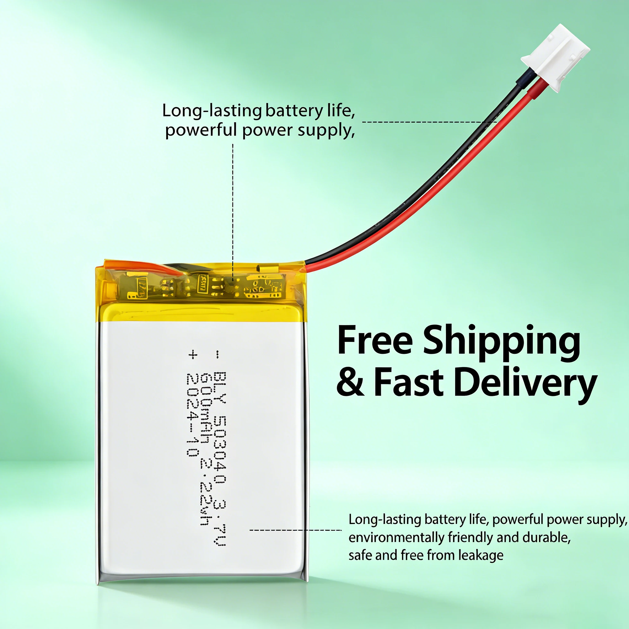 3.7V 600mAh 503040 Rechargeable Lipo Battery, Real Capacity Lithium Ion Polymer Cell for GPS Navigator,Gamepad, Speaker,Dash Cam