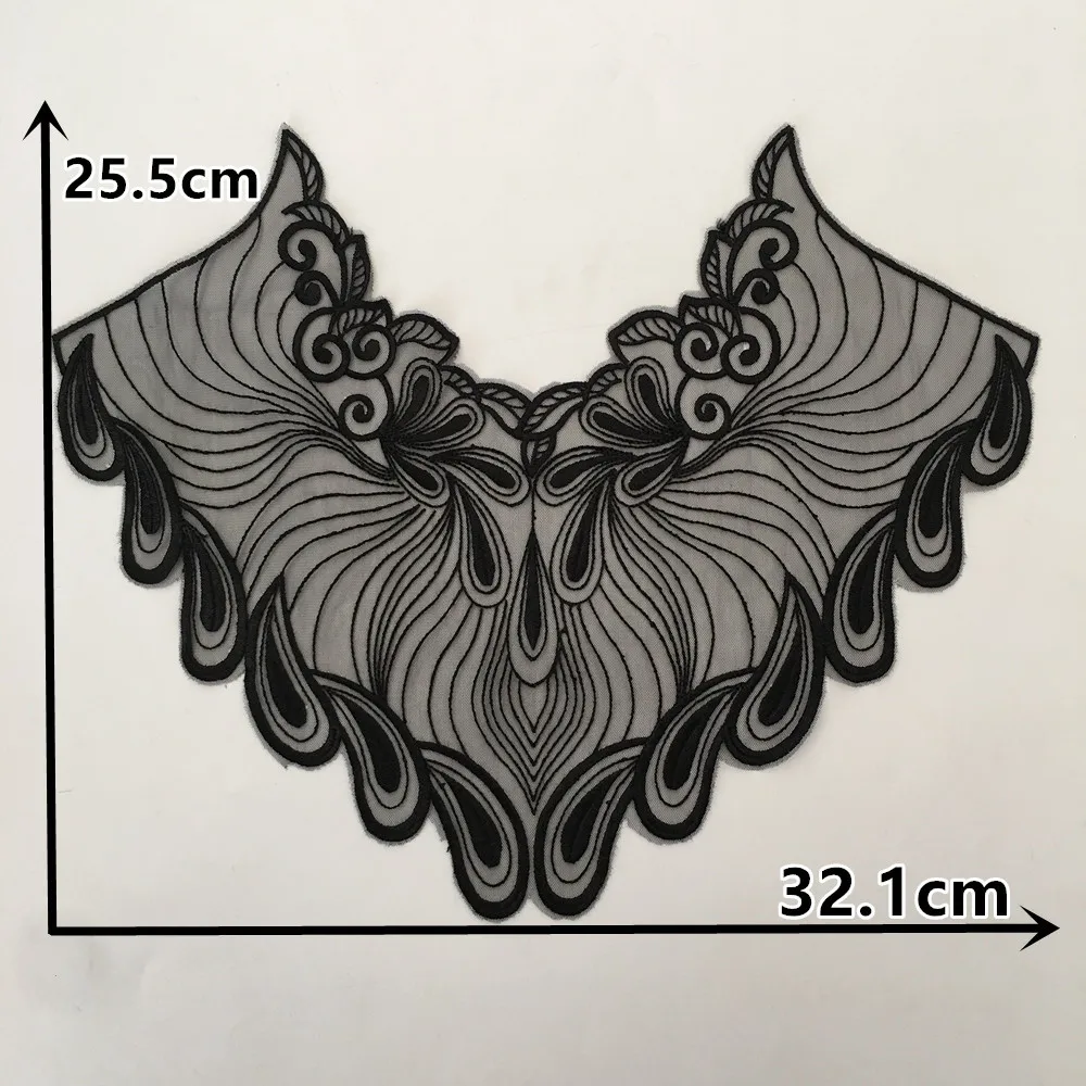 New arrive Organza Lace Collar Embroidery Applique Lace Trimming For Sewing DIY Lace Fabric Dresses Accessories A pair for sale