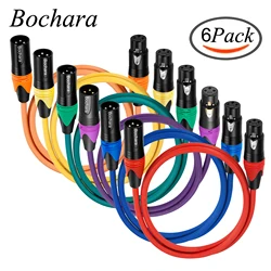 Bochara 6Pack 3Pin XLR Extension Cable Male to Female OFC Copper Dual Shielded For Mic Mixer Amplifier Speakers