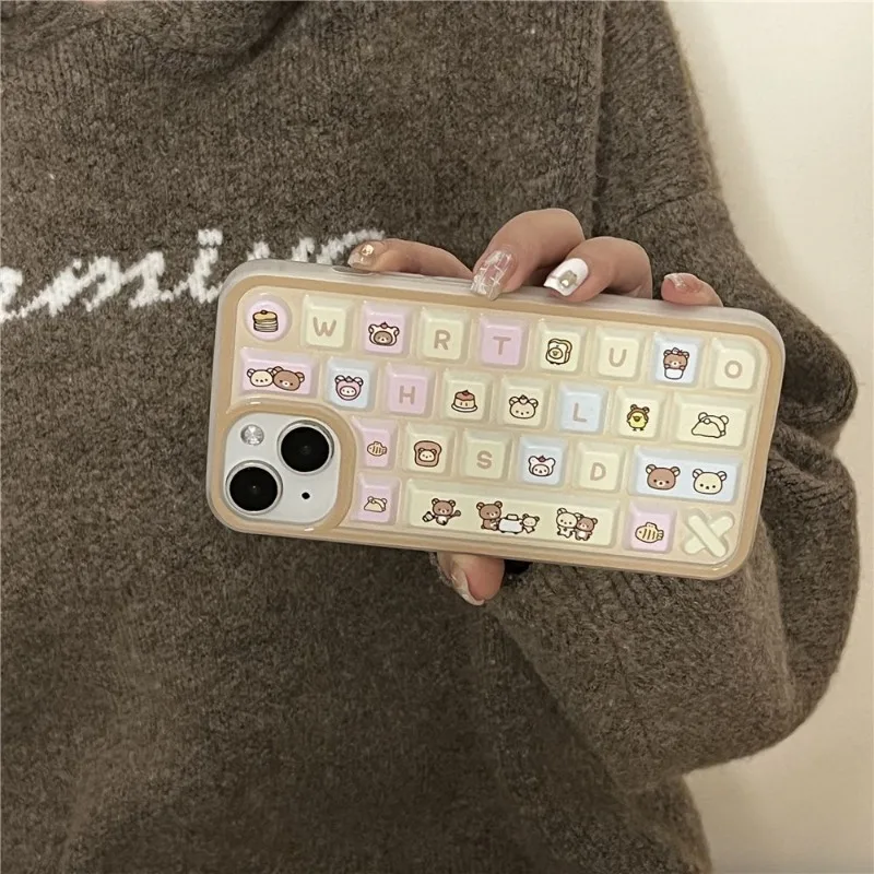 Creative Keyboard Case Compatible for IPhone 15 16 14 13 11 12 Pro Max 16 15 13 12 Pro Cute Penguin Eggplant Bear Puppy Cover