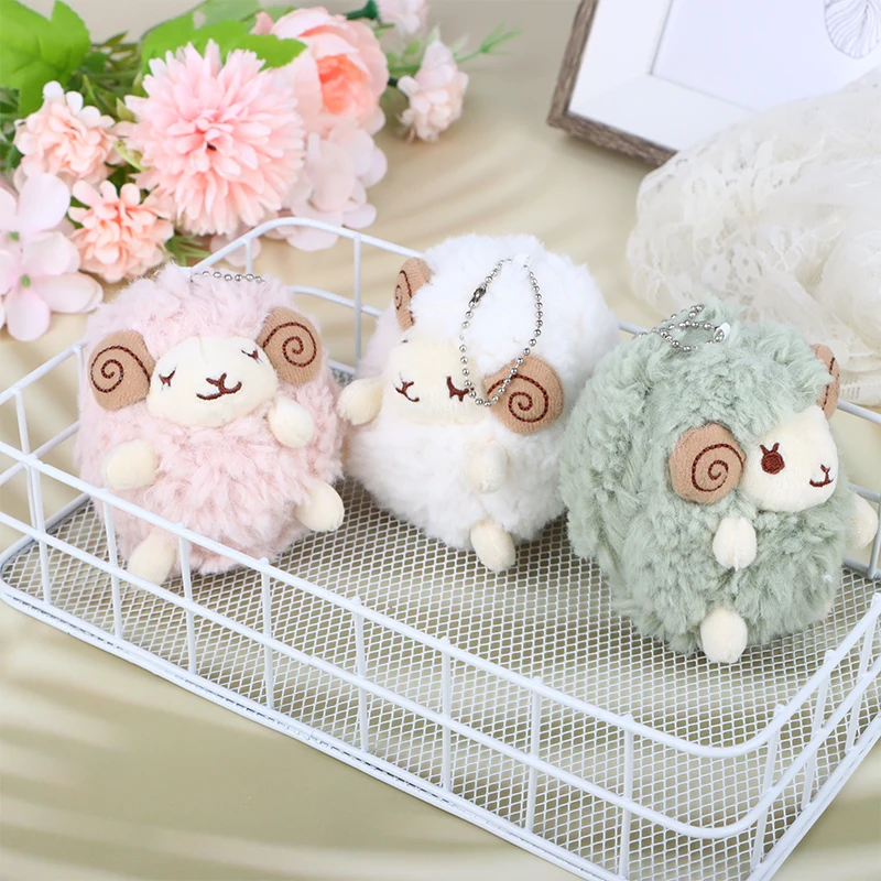 1PCS Cute Mini Sheep Plush Pendant Soft Lamb Doll Ornament Keychain For Car Decoration Backpack Decor Sheep Plush Pendant