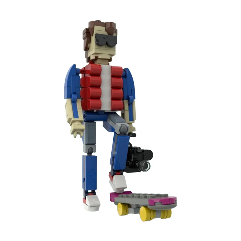 

MOC Backed To The Future Model Building Blocks Movie Action Figure Marty McFly With Skate And Camera Assembly Brick Toy Gift