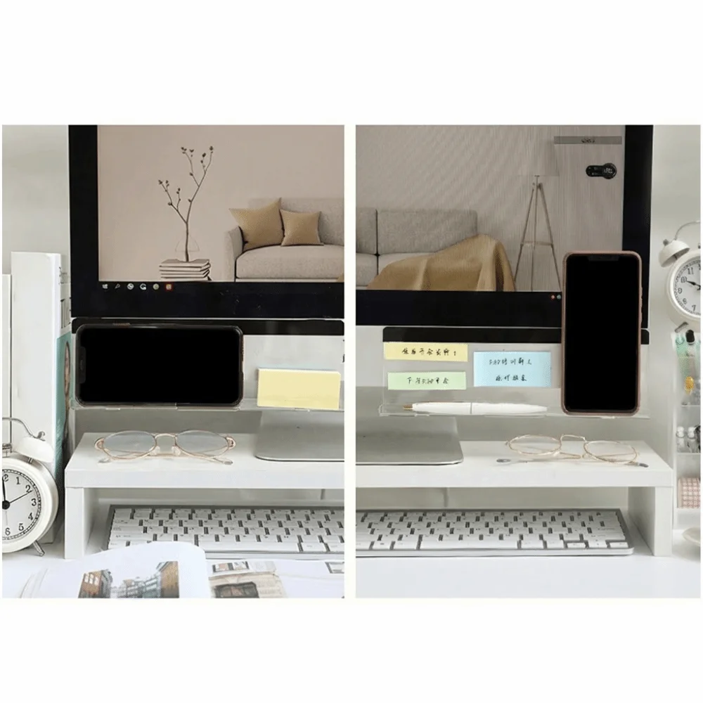 

2Pcs With Charging Hole Monitors Bottom Memo Board Acrylic Transparent Computer Monitor Memo Board Multipurpose Easy Install