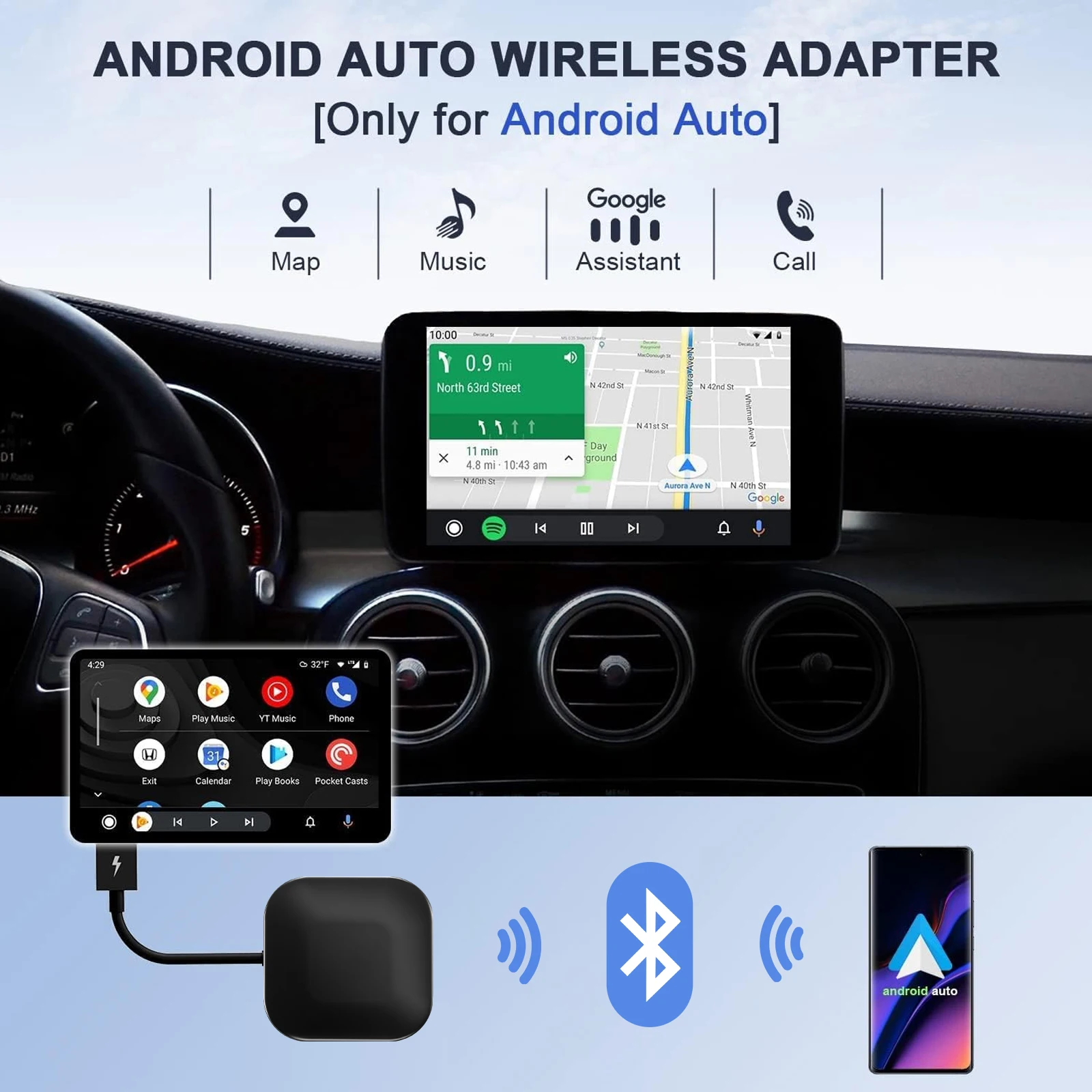 2024 New Wireless Carplay Adapter for IOS APPLE Car Multimedia Player Wired to Wireless Fast Connect  Multimedia Player TV Box