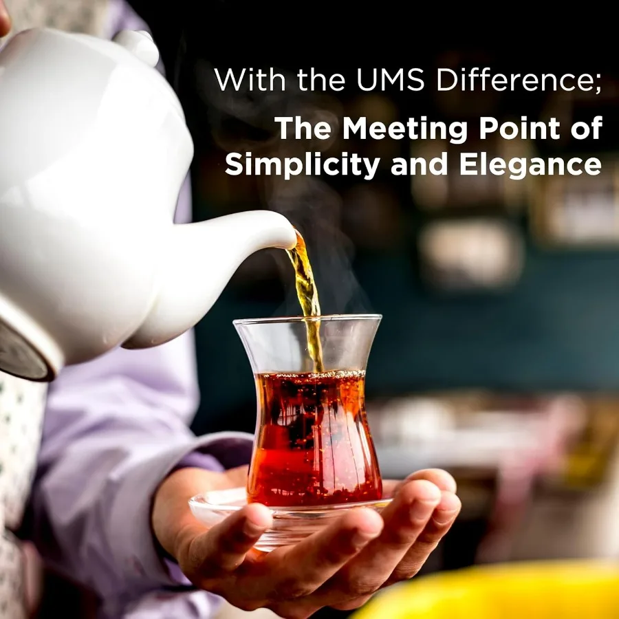 طقم زجاج شاي تركي بتصميم خصر نحيف ونعل سميك للاحتفاظ بالحرارة بشكل ممتاز مثالي لخدمة 24 شخصًا يتضمن 2