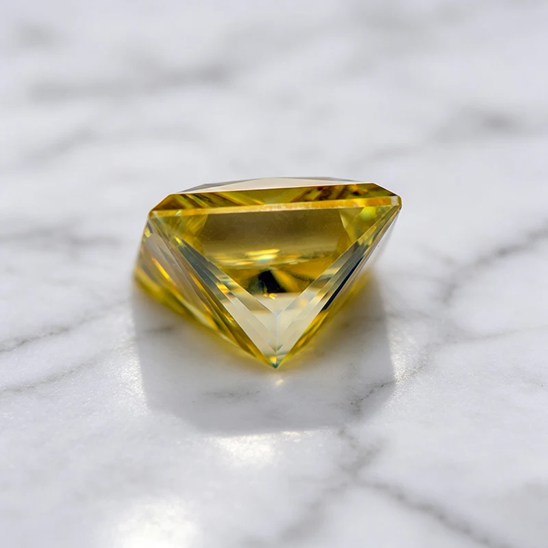 Moissanite Stone Lemon Yellow Color Princess Cut Charm Gemstone for DIY Ring Necklace Earrings Making Materials with Certificate 4