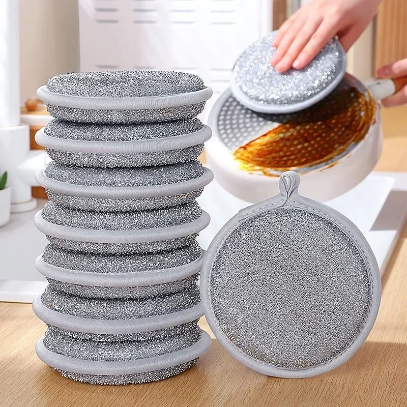 30/1pcs Double-side Silver Wire Dishwashing Sponges Highly Absorbent Kitchen Clean Pot Rust Stain Sponge Cleaning Brush Tools