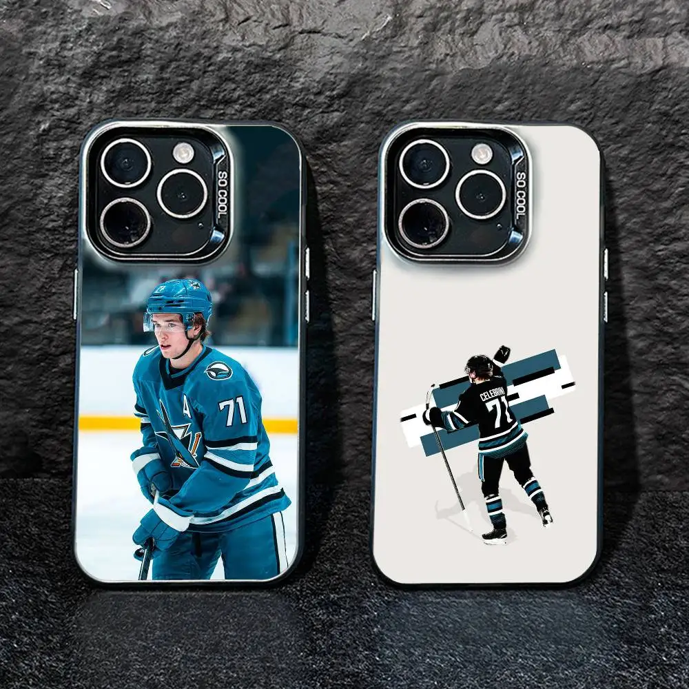 

San Jose Sharks Macklin Celebrini Phone Case For iPhone 17,16,15,14,13,12,Pro MAX Black Matte Shockproof Cover
