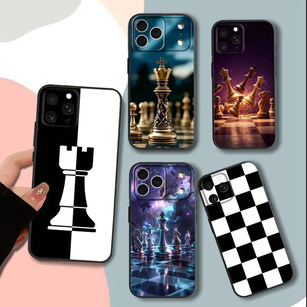

Black and white Chess Board Phone Case For iPhone 15,13,16,12,11,17,14,Plus,Pro,Max,XS,XR,X,SE,Mini,Soft Silicone Black Cover