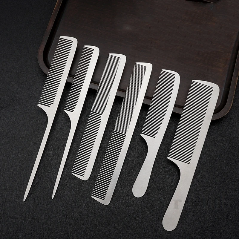 Stainless Steel Hair Styling Comb Ultrathin Hair Cutting Combs Hair Salon Haircut Hairbrush Barber Shop Hairdressing Tool Y0607