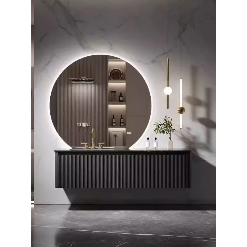 

Light luxury rock slab bathroom cabinet combination bathroom hand wash face basin cabinet