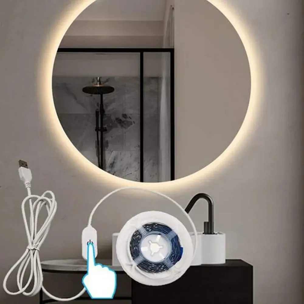 Adjustable touch-sensitive cool white and warm LED strip light 2835 indoor lighting bare panel flexible light mirror lighting