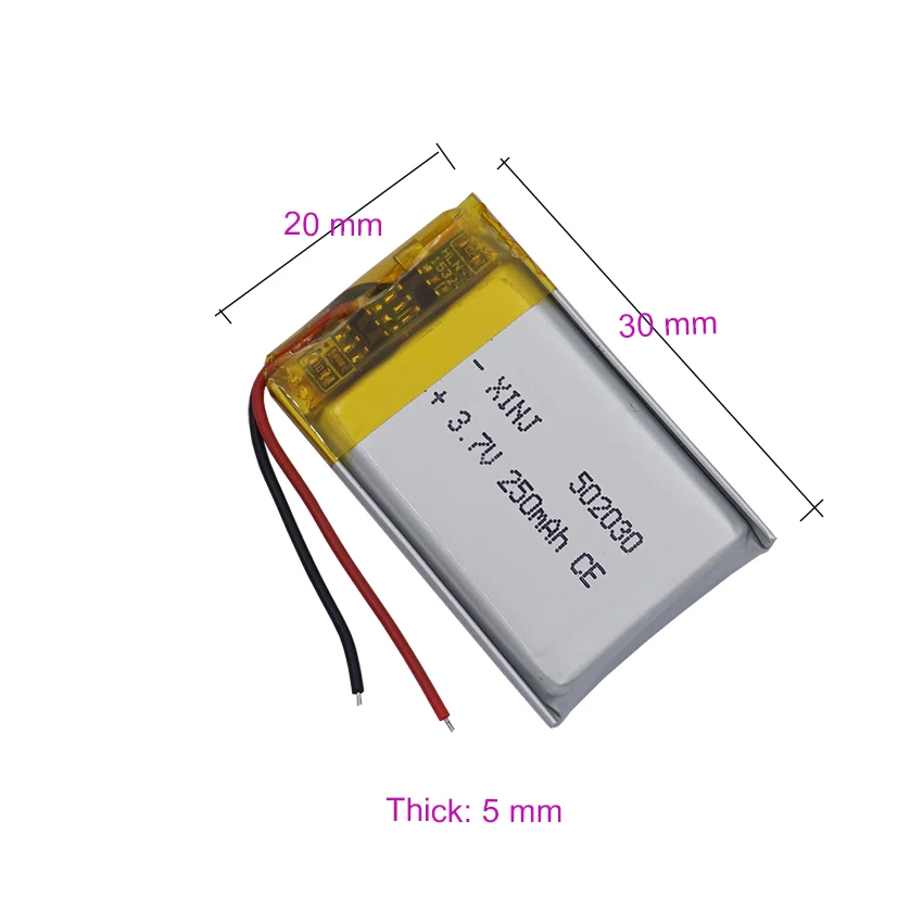 10 pcs 3.7v 250 mah 0.925Wh Li Lithium Battery 502030 Li-ion Cell Repair CDR 849 camera GPS Bluetooth Speaker Headphones Headset